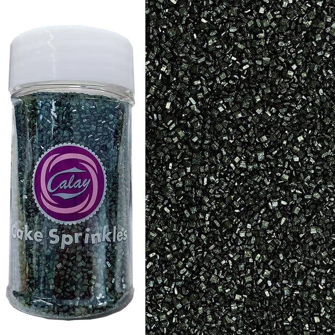 Sentovac Black Sanding Sugar for Baking Edible Sparkling Sugar Sprinkles Coarse Sugar Crystals for Baking Topping Cake Cookie Cupcake Topper Ice Cream Decoration Supplies 3.2 OZ