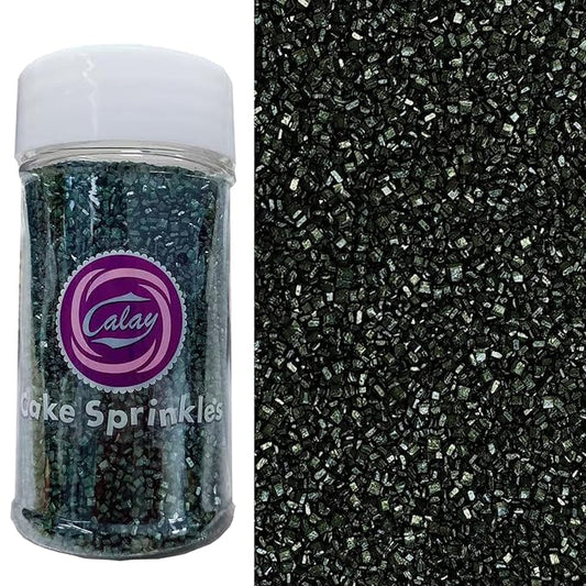 Sentovac Black Sanding Sugar for Baking Edible Sparkling Sugar Sprinkles Coarse Sugar Crystals for Baking Topping Cake Cookie Cupcake Topper Ice Cream Decoration Supplies 3.2 OZ