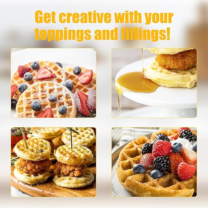 OSTBA Mini Waffle Maker, 8 * 2 inch Belgian Waffle Iron, 750W Non-Stick Electric Waffle Machine for Breakfast, Easy to Clean, Compact for Kids & Family Use