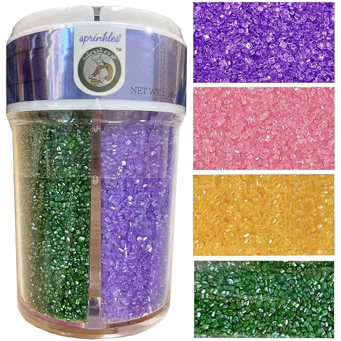 Sentovac 4-Colors Sanding Sugar for Baking Edible Sparkling Sugar Sprinkles Coarse Sugar Crystals for Baking Cake Cookie Cupcake Topper Ice Cream Decoration Supplies（Purple Yellow Green Pink）