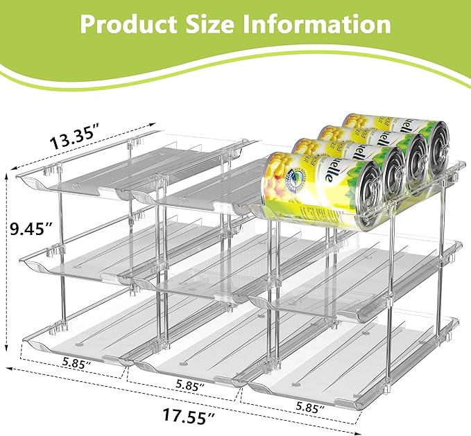 Can Organizer for Pantry Soda Can Organizer Automatic Rolling Food Pantry Storage Rack Can Dispenser for Fridge Holds 24 Cans, Fits 5.8-Inch Soda and Can, Set of 6