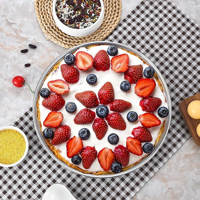 Inqibee Cake Pan Set of 3,18/8 Stainless Steel Round Cake Baking Pans,8-9.5-11 Inch,Physics Anti-Stick and Scratch,Non-Toxic and Easy Clean