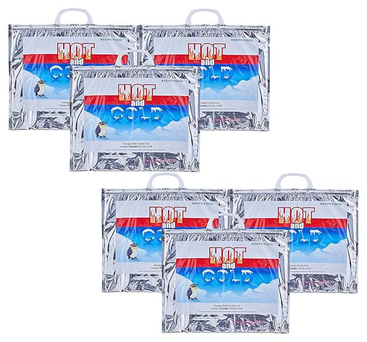Superio Hot and Cold Insulated Bags for Food Delivery, Grocery Shopping Bags, Food Storage for Hot and Frozen Food for Travel, Disposable Cooler Bag, Reinforced Thermal Lunch Bag (6, 15.5"x13")