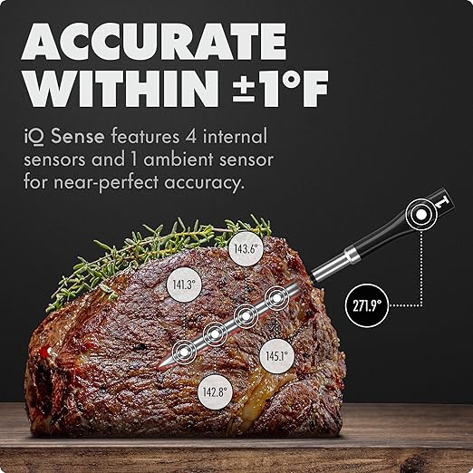 CHEF iQ Sense [2025 Model] | Smart Wireless Meat Thermometer | 4 Ultra-Thin Probes | WiFi Unlimited Range | 1000°F Heat Safe | 5 Sensors | BBQ, Grill, Oven, Smoker, Air Fryer | Gen3