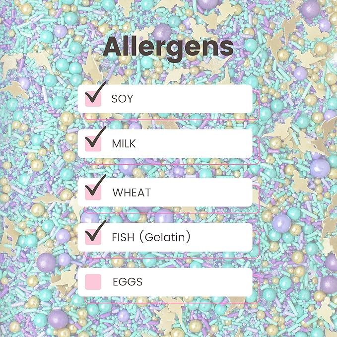 Sprinkle Pop Arabian Princess Sprinkles Mix| Aqua Lavender Purple Sprinkles with ~10 Genie Bottle Toppers and Gold Dragees| Girl Birthday Decorating Sprinkles Made in USA for Cake Cookie Cupcakes, 2oz