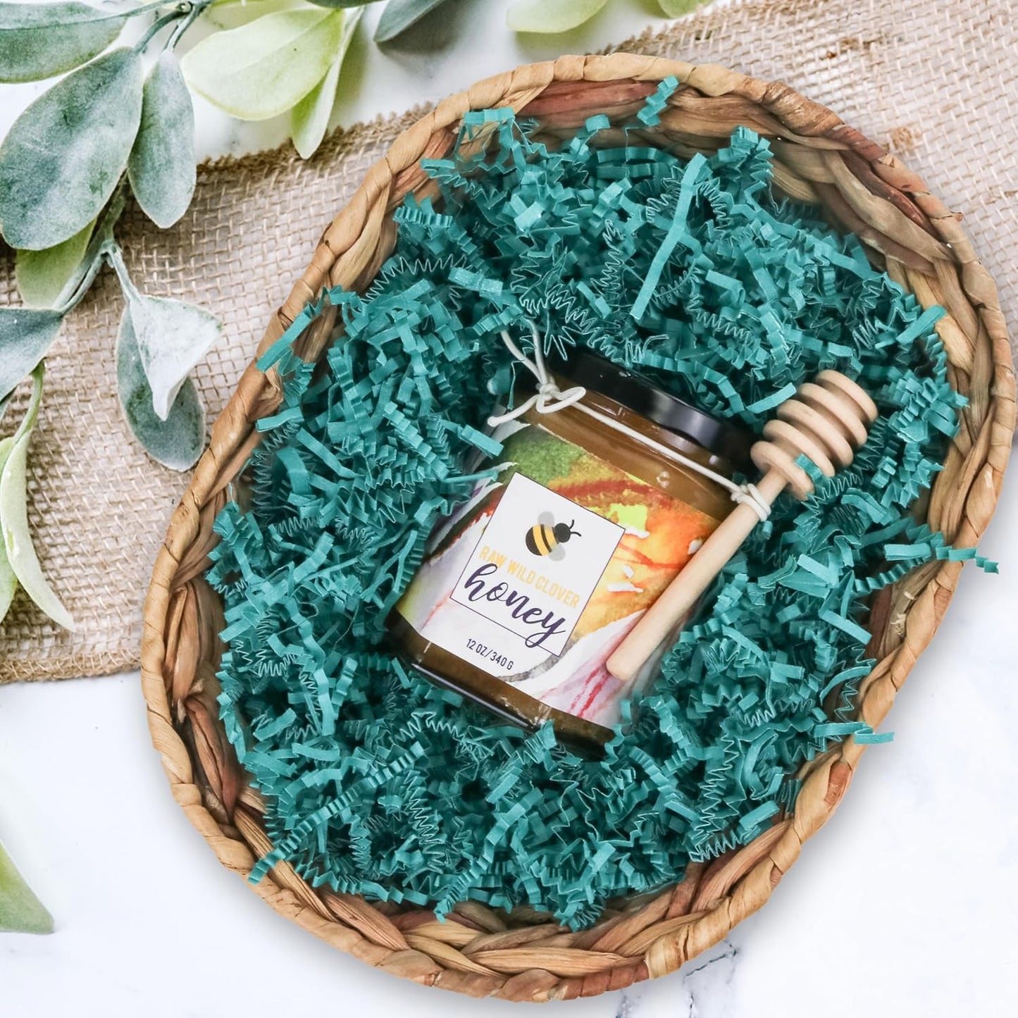 MagicWater Crinkle Cut Paper for Gift Baskets - 2LB - Teal - Perfect for Shredded Paper Filler, Basket Filler, Gift Boxes, Bridesmaid Gifts, Halloween Stuffers & More – Ideal for All Occasions