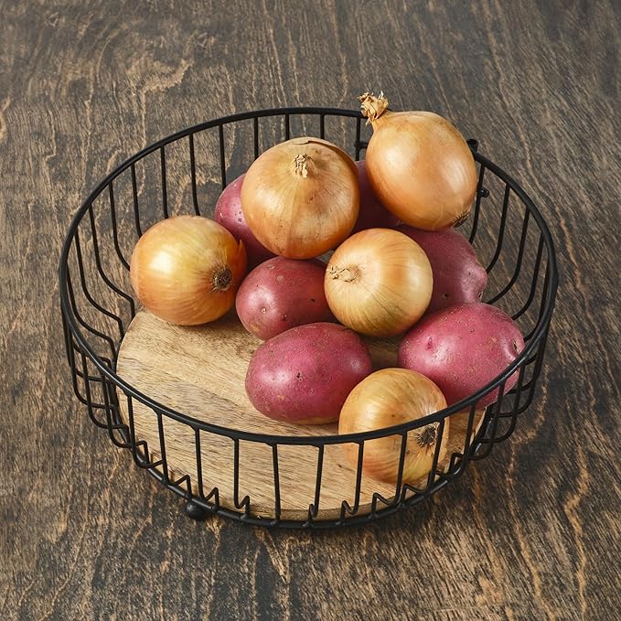 Gourmet Basics by Mikasa Savannah Fruit Storage Basket with Removable Banana Hook, 12 x 12 x 16 Inch