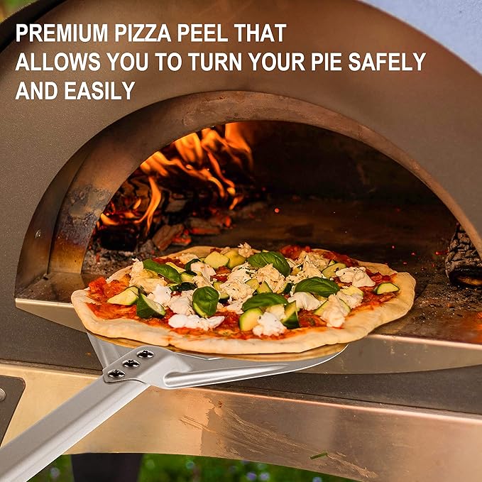 Pizza Turning Peel 8-Inch – Lightweight Aluminum Paddle with Rubber-Coated Aluminum Handle, Ergonomic Design, Ideal for Indoor & Outdoor Pizza Ovens