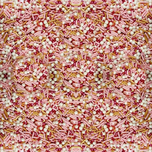 Confect Pink and Gold Edible Sprinkle Mix – Decorative Sugar Pearls & Confetti for Cake, Cupcake & Cookie Decorating – Vegan, Gluten-Free, Nut-Free, Soy-Free, Dairy-Free, Palm Oil-Free – 4.2 Oz