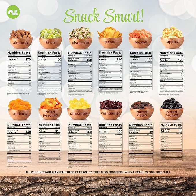 NUT CRAVINGS - Rosh Hashana & Shana Tova Dried Fruit & Mixed Nuts Gift Basket in White Gold Box (12 Assortments) Food Arrangement, Healthy Snack Care Package, Food Assortments