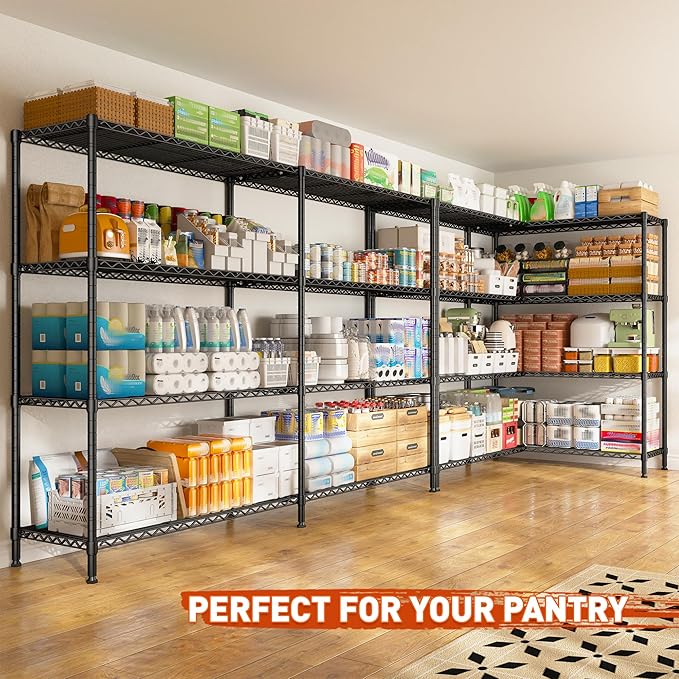 REIBII 70"W Metal Shelving, Storage Shelves 4-tier Wire Shelving Unit Load 1240LBS Metal Shelves for Storage Adjustable Shelving Rack for Pantry Kitchen Commercial school Garage 70"W*15.8"D*62.9"H