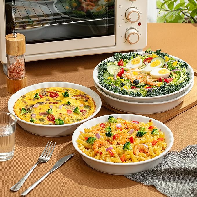 BTAT- Ceramic Pie Dish, 4 Pcs, 10.5" and 9.5", White Pie Pans for Baking, Deep Dish Pie Plate, Deep Dish Pie Pan, Deep Pie Dish for Baking, Pie Plates for Baking, Deep Pie Dish, Pie Baking Dish