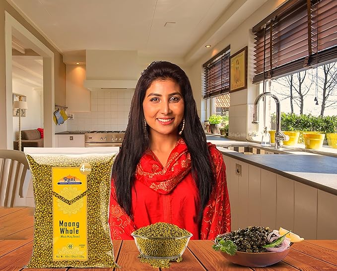 Rani Moong Whole (Ideal for cooking & sprouting, Whole Mung Beans with skin) Lentils Indian 64oz (4lbs) 1.81kg Bulk ~ All Natural | Gluten Friendly | Non-GMO | Kosher | Vegan | Indian Origin