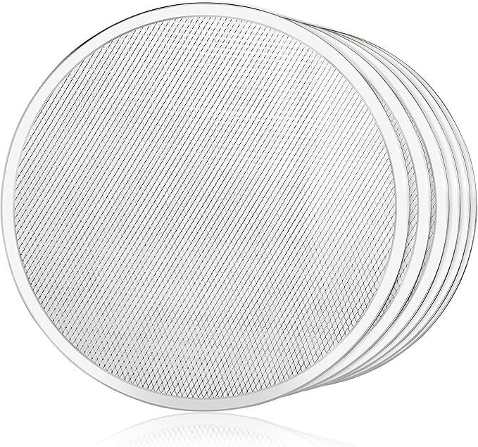 New Star Foodservice 50974 Restaurant-Grade Aluminum Pizza Baking Screen, Seamless, 16-Inch, Pack of 6