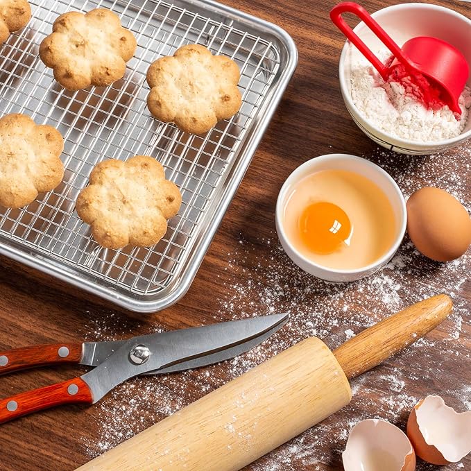 Last Confection Stainless Steel Baking & Cooling Rack - 8-1/2" x 12" (Fits Quarter Sheet Pan) - Cookie Baker's Oven Wire Rack