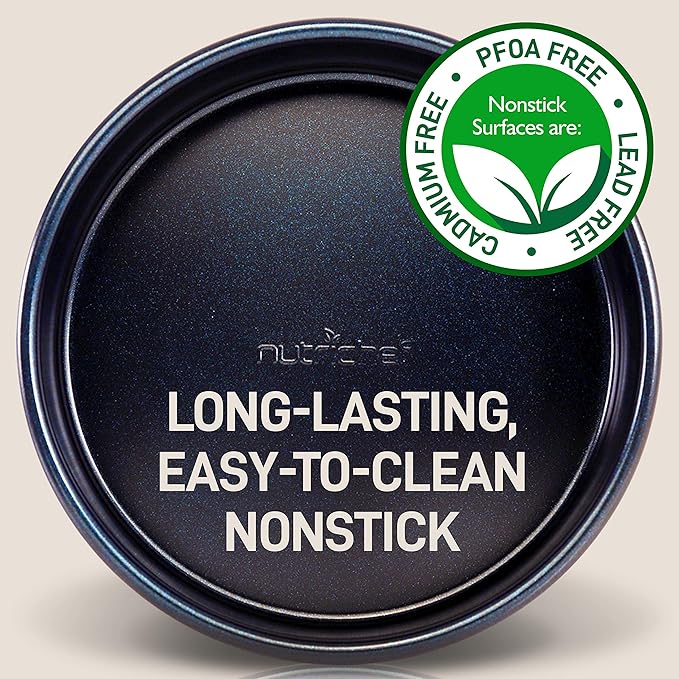 NutriChef 6-Piece Nonstick Baking Pans - Carbon Steel Non toxic Bakeware set with Cookie Sheets, Muffin, Loaf, Round & Square Pan - Restaurant Quality Baking Tray, Easy Clean, Dishwasher & Oven Safe