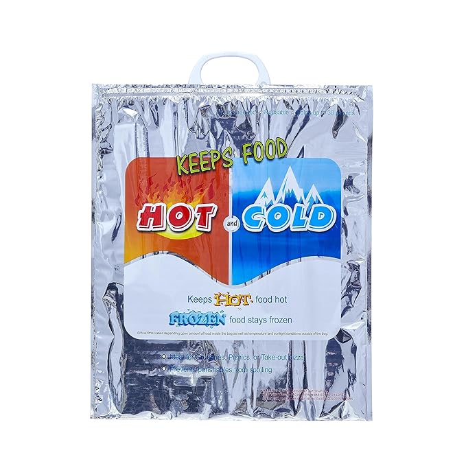 Superio Hot and Cold Insulated Bags for Food Delivery, Grocery Shopping Bags, Food Storage for Hot and Frozen Food for Travel, Disposable Cooler Bag, Reinforced Thermal Lunch Bag (1, 16"x19.25")
