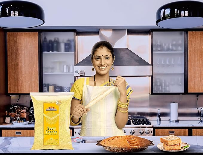 Rani Sooji Coarse (Farina, Suji, Rava, Rawa, Wheat Semolina) Flour 128oz (8lbs) 3.63kg Bulk ~ All Natural | Vegan | NON-GMO | Kosher | Indian Origin