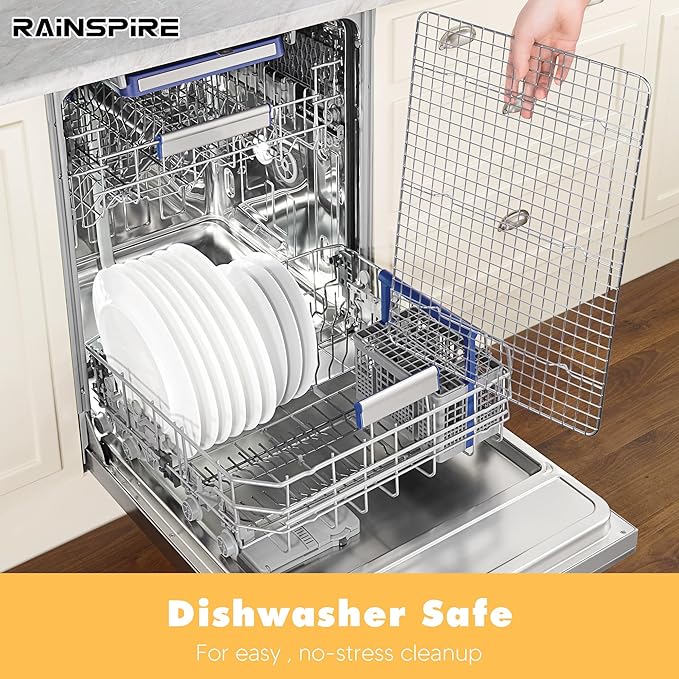 Rainspire Cooling Rack Stainless Steel, Heavy Duty Cooling Racks for Cooking and Baking, Oven Safe Wire Rack for Cooking, Baking Rack for Oven Cooking Fits Half Sheet Cookie Pan, 12" x 17", 1-Pack