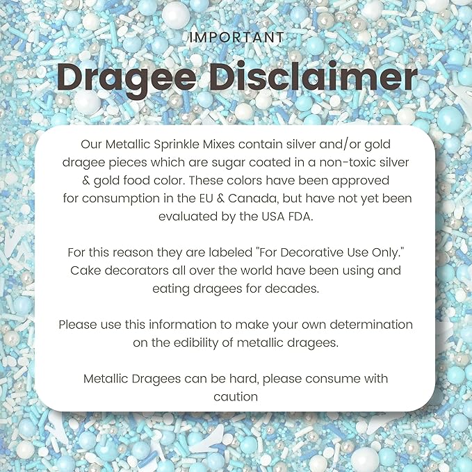 Sprinkle Pop Glass Slipper Princess Sprinkle Mix| Blue White Sprinkles with ~10 Frozen Shoe Wafer Paper and Silver Dragees| Girl Sprinkles Made in USA for Decorating Birthday Cupcakes Cake Donuts, 2oz