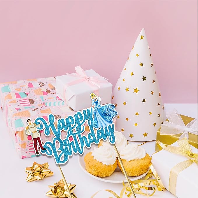 Cnderela Happy Birthday Cake Topper