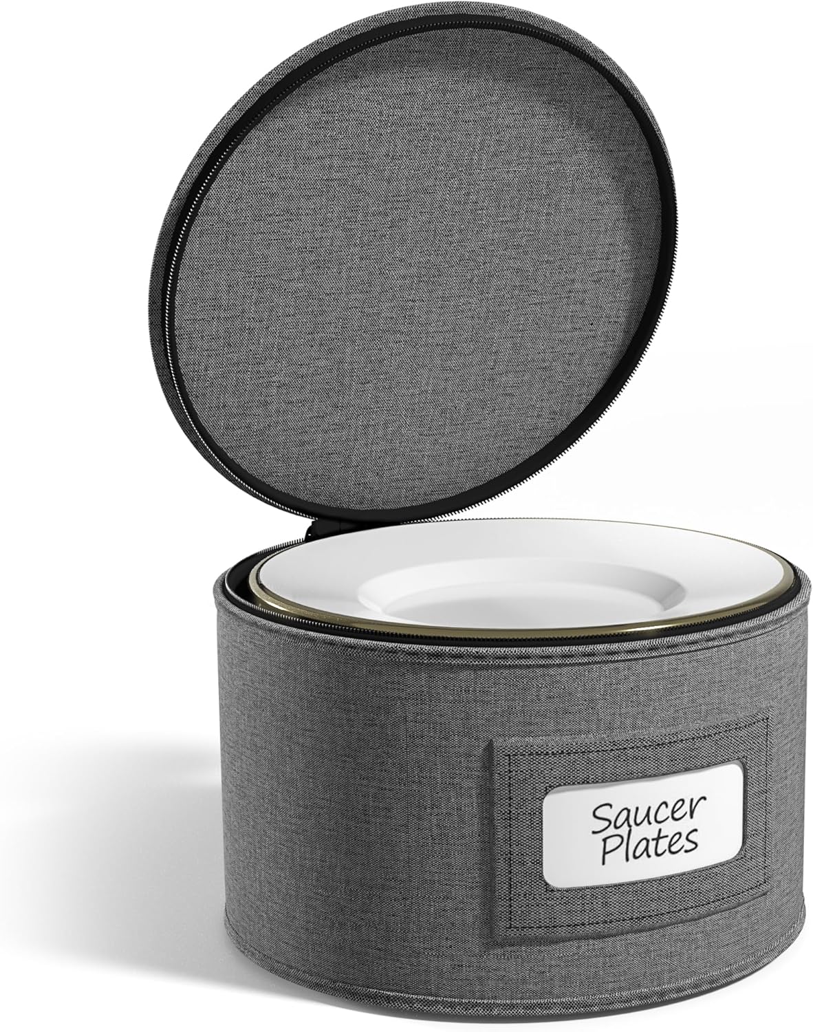 Sorbus China Storage Containers – Dinnerware Organizer for Dessert Plates with Lid (Holds Service for 12) with Felt Protectors – 7.25" x 5"