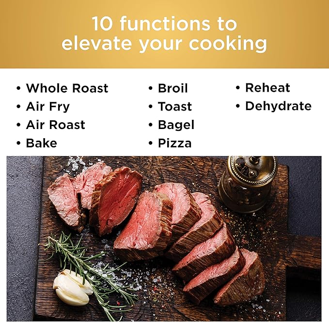 NINJA DT251 Foodi 10-in-1 Smart Air Fry Digital Countertop Convection Toaster Oven with Thermometer XL Capacity and a Stainless Steel Finish (Renewed)