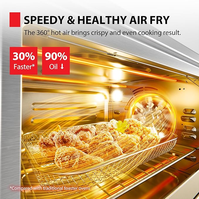 TOSHIBA ChefFry Air Fryer Toaster Oven Combo, 26.4 QT Large Capacity, 12-in-1 Countertop Toaster Oven, Stainless Steel