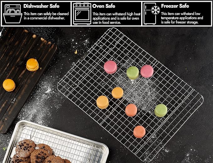 CURTA 2 Pack Chef Cooling Rack,NSF Listed 18/8 Stainless Steel Oven Safe Grid Wire Cookie Cooling Racks for Baking & Cooking - 16.8" X 24.4" Commercial Grade comes with Lifting Handle …