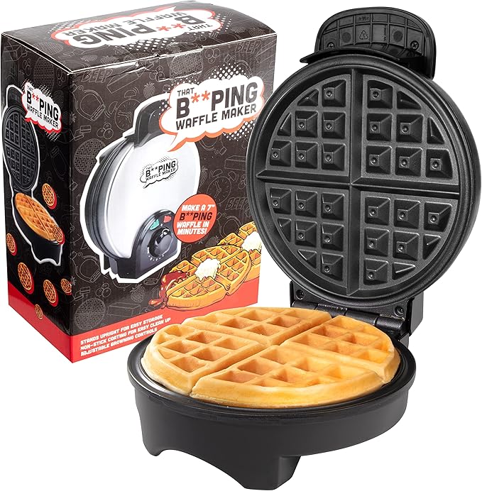 That BEEPING Waffle Maker- Personal 7" Belgian Waffler that BEEPS with Tone when Ready - Electric, Non Stick Griddle Iron w/Adjustable Browning Control- Unique Gift that Makes Breakfast Special