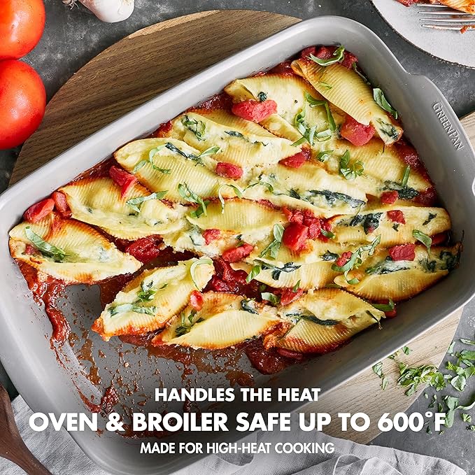 GreenPan Premiere Ovenware Healthy Ceramic Nonstick 4 Piece Bakeware Set, PFAS-Free, Rectangular, Square, Quarter, Half Sheet Baking Pans, Warp-Free, Oven Safe to 600F, Dishwasher Safe, Gray