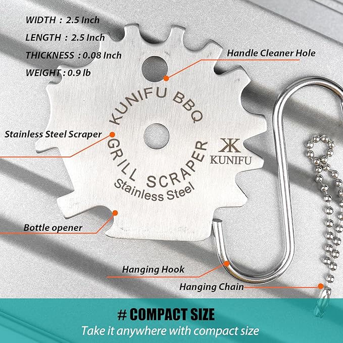 Stocking Stuffers, Ideal Gifts for Christmas, for Men, Dad, Husband, Boyfriend, Fathers Day, KUNIFU BBQ Grill Scraper, Gifts Box Sets 2PACK