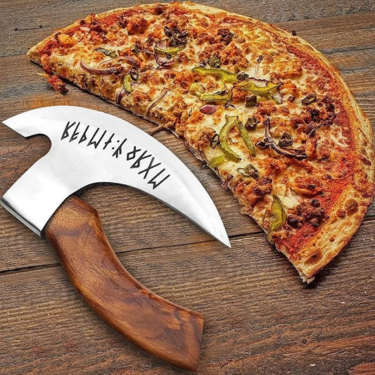 Viking Multipurpose Pizza Axe with Sheath - Rosewood Handle & Heavy Duty Axe Head - Cuts Pizza, Meat & Vegetables
