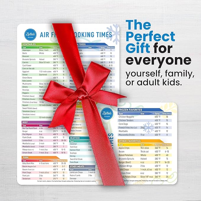 Air Fryer Magnetic Cheat Sheet Set - Air Fryer Accessories Cookbook - Easy to Use AirFryer Time Chart Set As Seen on the Today Show - Strong Magnet Quick Reference Cooking Guide for Frying (White)