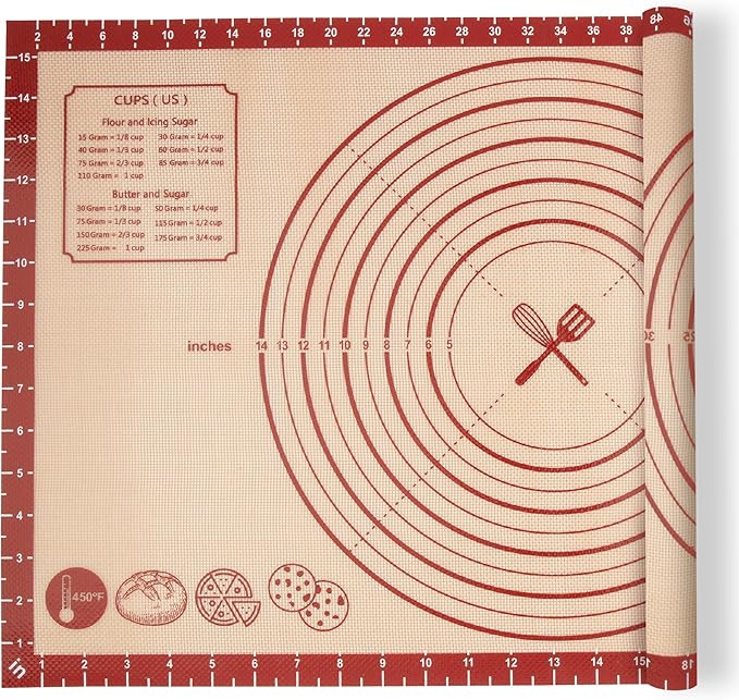 Zulay Kitchen Silicone Baking Mat Sheet - Reusable Silicone Baking Sheet - Easy & Convenient Nonstick Baking Supplies - Mats for Baking - Oven Safe - 16.5"x11.6" (Light Red)