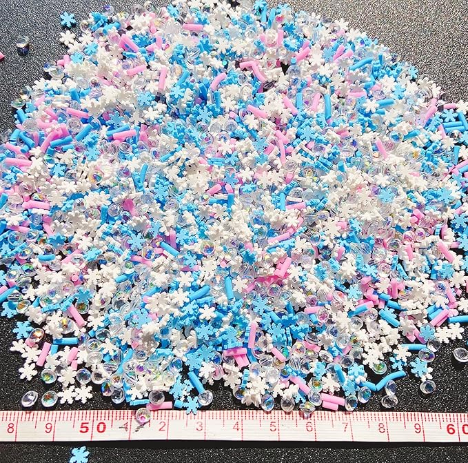 EHOPE Fake Sprinkles Fake Christmas Sprinkles Fake Candy Sprinkles Clay Sprinkles Polymer Sprinkles Polymer Clay Slices for Nail Art DIY Crafts Cake Phone(40G-Sugar granules+Snowflake-21)