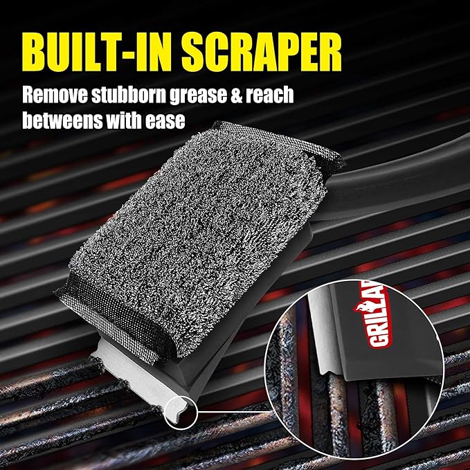 GRILLART SteamWizards Grill Brush Bristle Free, Safe BBQ Grill Brush for Outdoor Grill, Flat Top Grill Cleaner with Replaceable Head, Suitable for All Grates, Griddle Accessories, Dishwasher Safe
