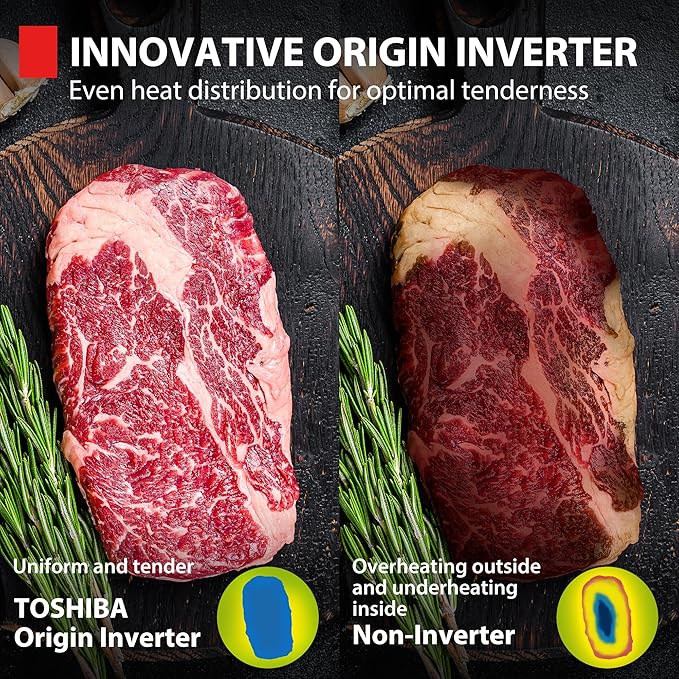 TOSHIBA ML4-EM22PAIT(SS) Countertop Microwave Oven with Sensor Cook, 6 Auto Menus, Origin Inverter, Child Lock, 2.2 Cu Ft for Large Family, 16.5 Inch Removable Turntable, 1200W, Stainless Steel