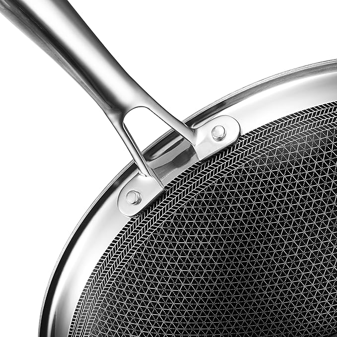 HexClad Hybrid Nonstick 12-Inch Wok, Stay-Cool Handle, Dishwasher-Friendly, Oven-Safe Up to 900°F, Induction Ready, Compatible with All Cooktops