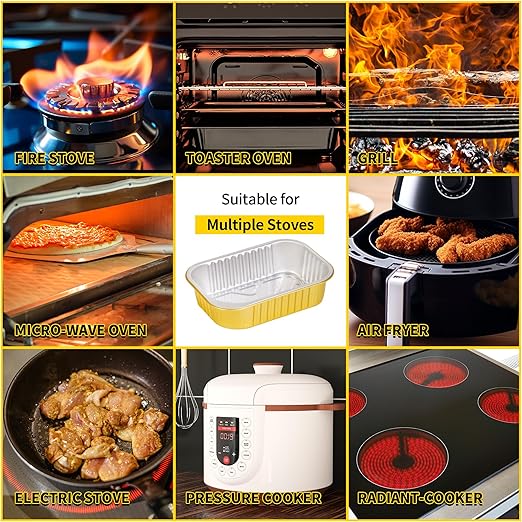 40 Pack 1.5 LB 7.2"×5"×1.8" Small Aluminum Pans with Lids Heavy Duty - 24oz Tin Foil Food Containers with Lids, Disposable Tin Foil Pans with Lids for Baking, Meal Prep, Freezer and Takeout