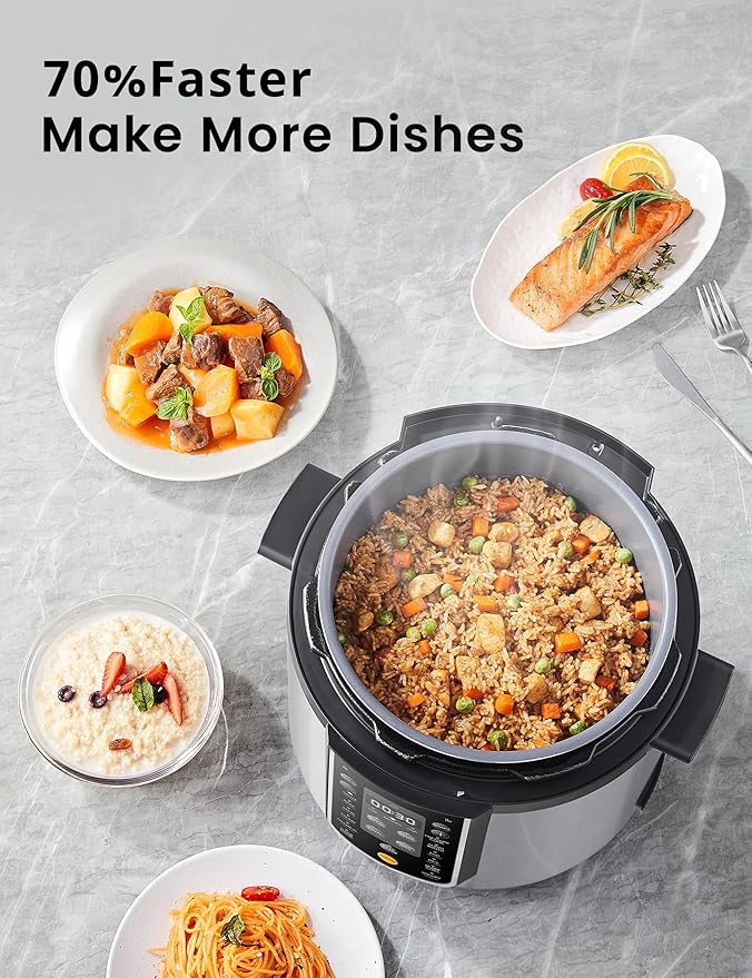 COMFEE’ Pressure Cooker 6 Quart with 13 Cooking Functions, Olla de Presion Non-Stick Pot Yogurt Maker Rice Cooker Slow Cooker Sauté Steamer, Healthy Ceramic Inner Pot