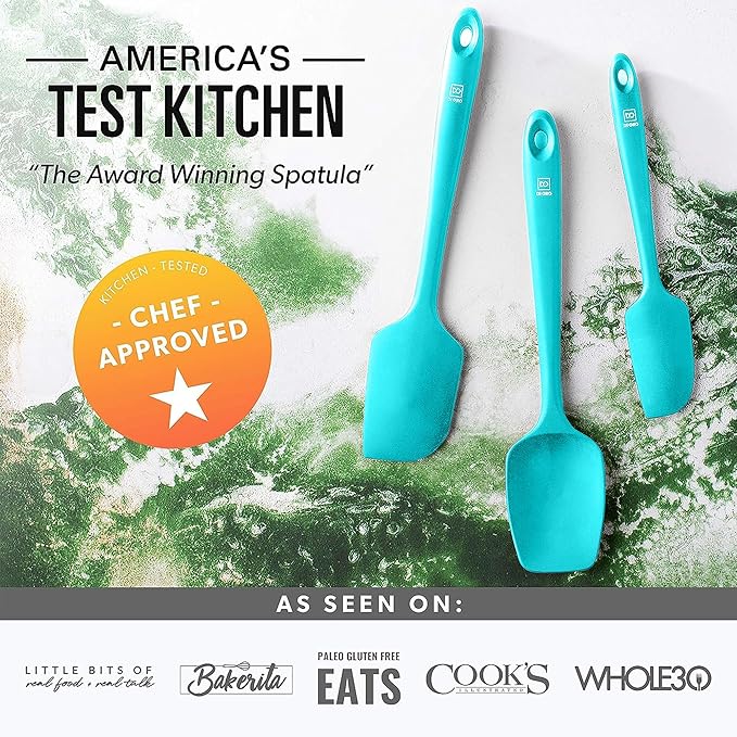 DI ORO Silicone Spatula Set - Rubber Kitchen Spatulas for Baking, Cooking, & Mixing - 600°F Heat-Resistant & BPA Free Silicone Scraper Spatulas for Nonstick Cookware - Dishwasher Safe (4pc, Teal)