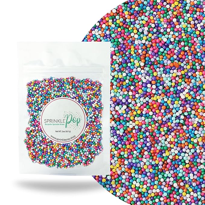 Sprinkle Pop Cool Rainbow Nonpareil Sprinkle Mix| with hues of Blue Purple Pink Non Pareil Sprinkles| Decorating Nonpareils Made in USA for Birthday Cupcakes Donuts Cakes Cookies, 2oz