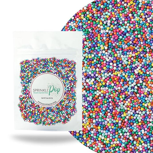 Sprinkle Pop Cool Rainbow Nonpareil Sprinkle Mix| with hues of Blue Purple Pink Non Pareil Sprinkles| Decorating Nonpareils Made in USA for Birthday Cupcakes Donuts Cakes Cookies, 2oz