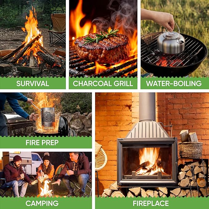 Inflame Fire Starters 300 pcs Fire Starters for Campfires, Grill, BBQ, Fireplace, Woodstove - Charcoal Starter - Waterproof, Weather-Resistant - Natural Wood Fireplace Starters