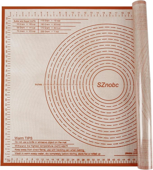 Silicone Pastry Mat 34X26 Inch Extra Large Baking Mat with Measurements for Dough Rolling, Kneading Board, Kitchen Counter Mats for Dough, Pastry, Fondant, Pie Crust, Cookies, Bread, Pasta, Pizza