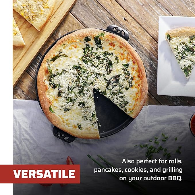 Camp Chef 14-Inch Cast Iron Pizza Pan, 14 inches, Black