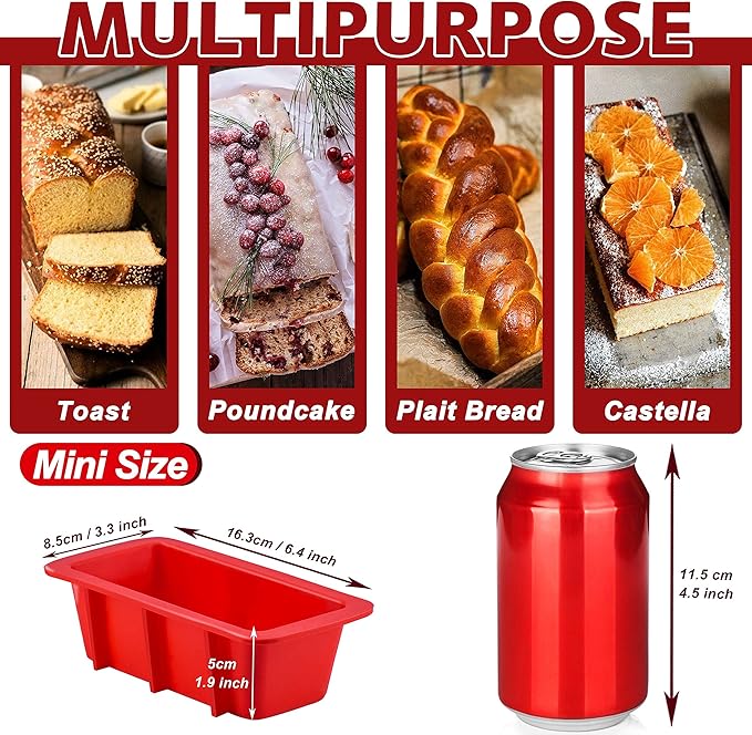 Anaeat Mini Reusable Silicone Bread Pan Set of 3, Non-Stick and Flexible, Safe and Environment Friendly, Multi-Purpose, Easy to Use and Clean, Brand Quality Guarantee