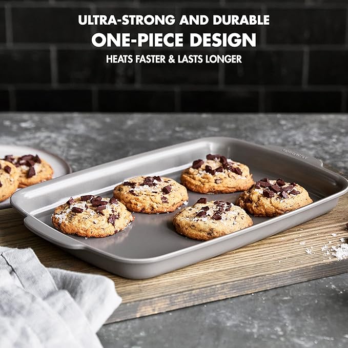 GreenPan Premiere Ovenware Healthy Ceramic Nonstick 18" x 13" Half Rectangular Baking Pan, PFOA & PFAS-Free, Warp-Free Bakeware, Durable Quick Heating Tray, Oven Safe to 600F, Dishwasher Safe, Gray