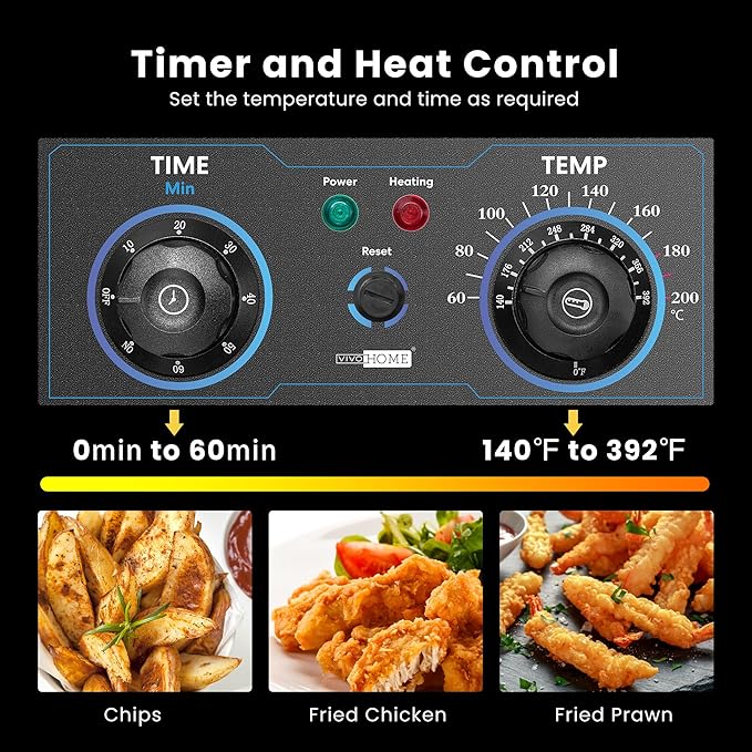 VIVOHOME 5000W 20.7 Qt Electric Deep Fryer with 60-Min Timer and Temperature Control, 2 x 6.35 QT Removable Baskets for Commercial and Home Use